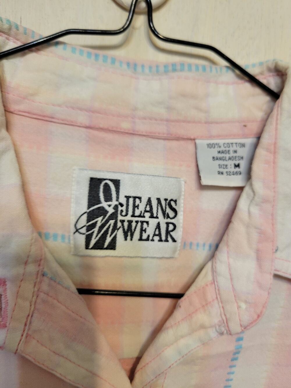 Vintage REtro PINK Checkered J W JEANS WEAR Medium Blouse TOP Ladies
